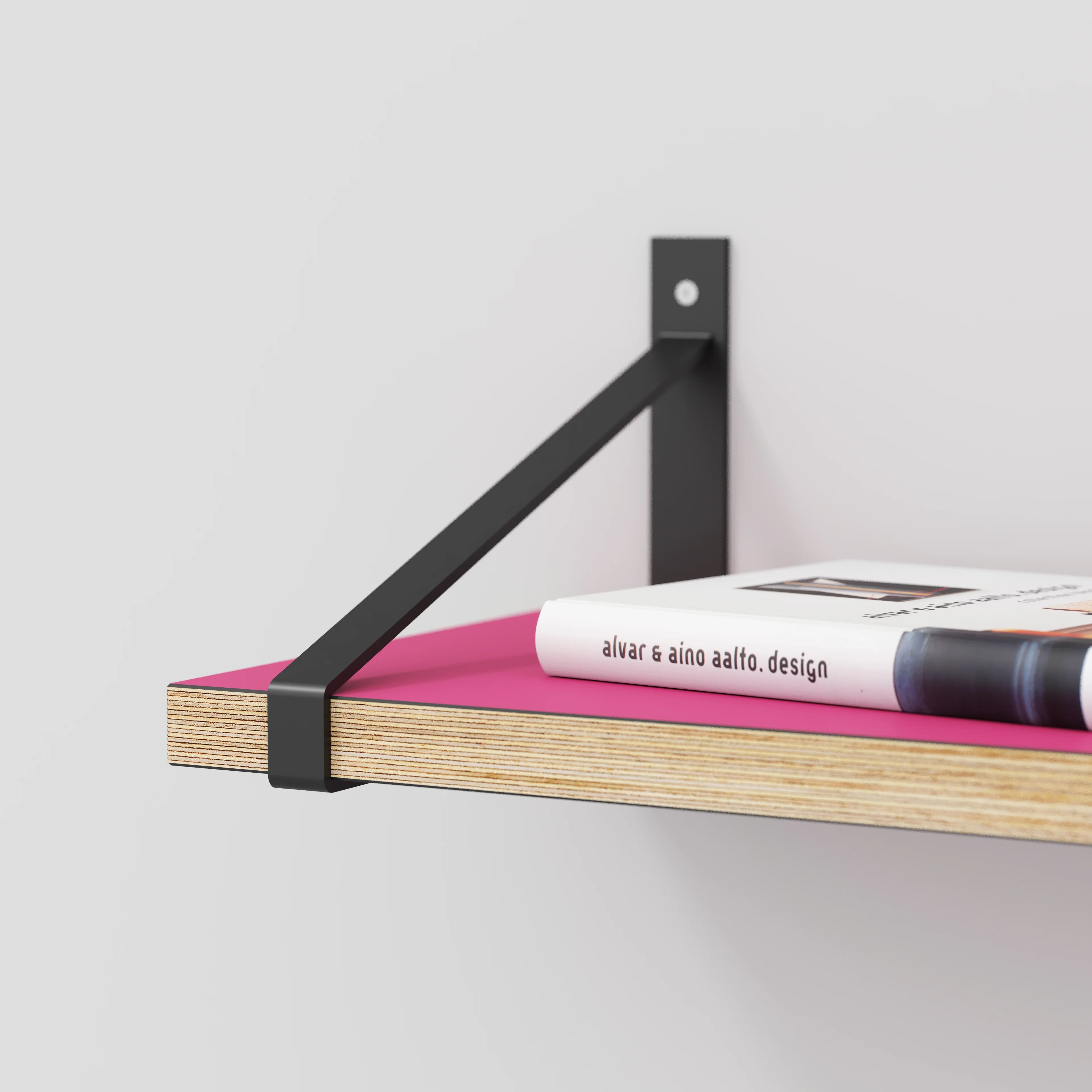 Plywood Wall Shelf with Suspense Brackets - Formica Juicy Pink - 1200(w) x 260(d) - Image 4