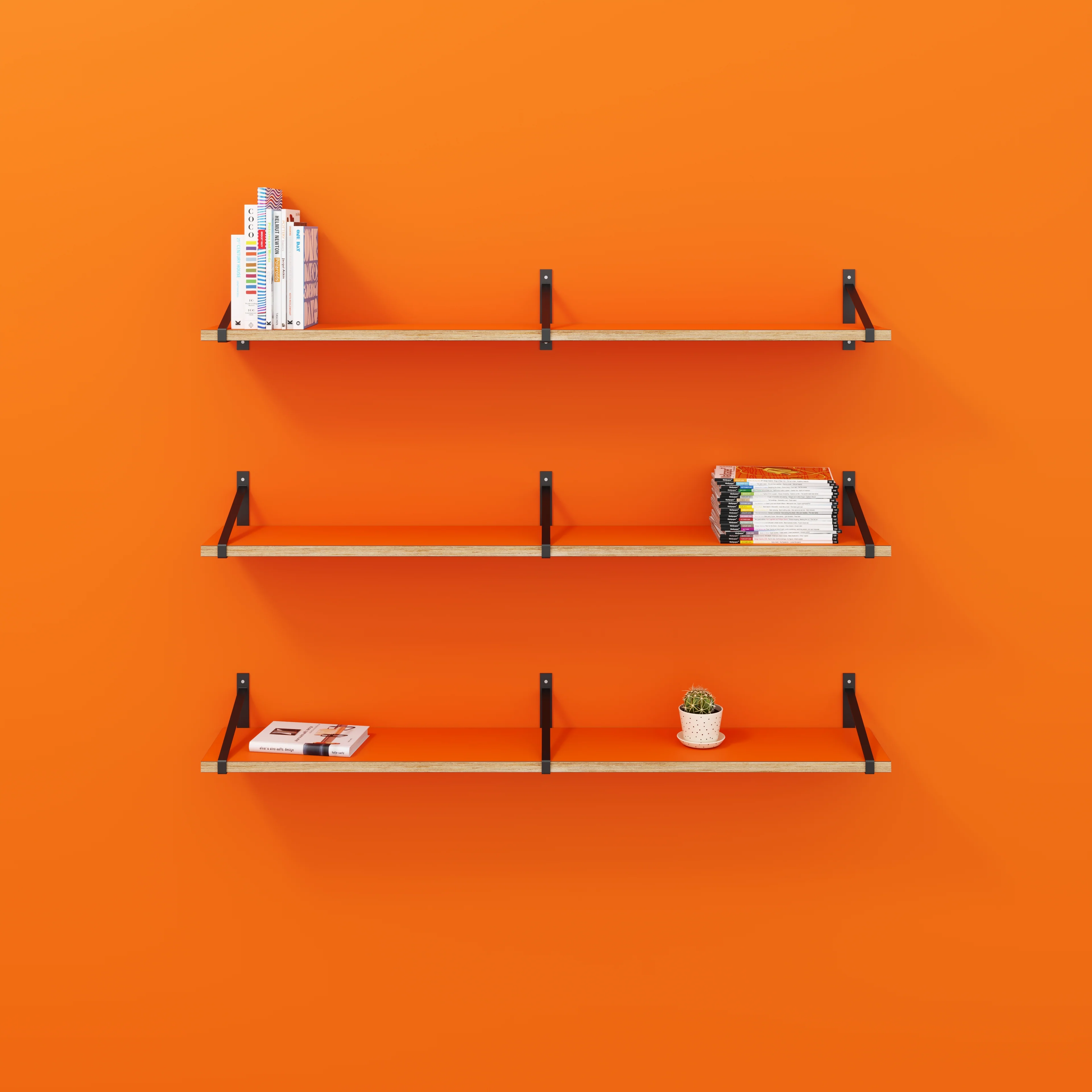 Plywood Wall Shelf with Suspense Brackets - Formica Levante Orange - 1600(w) x 260(d) - Image 2
