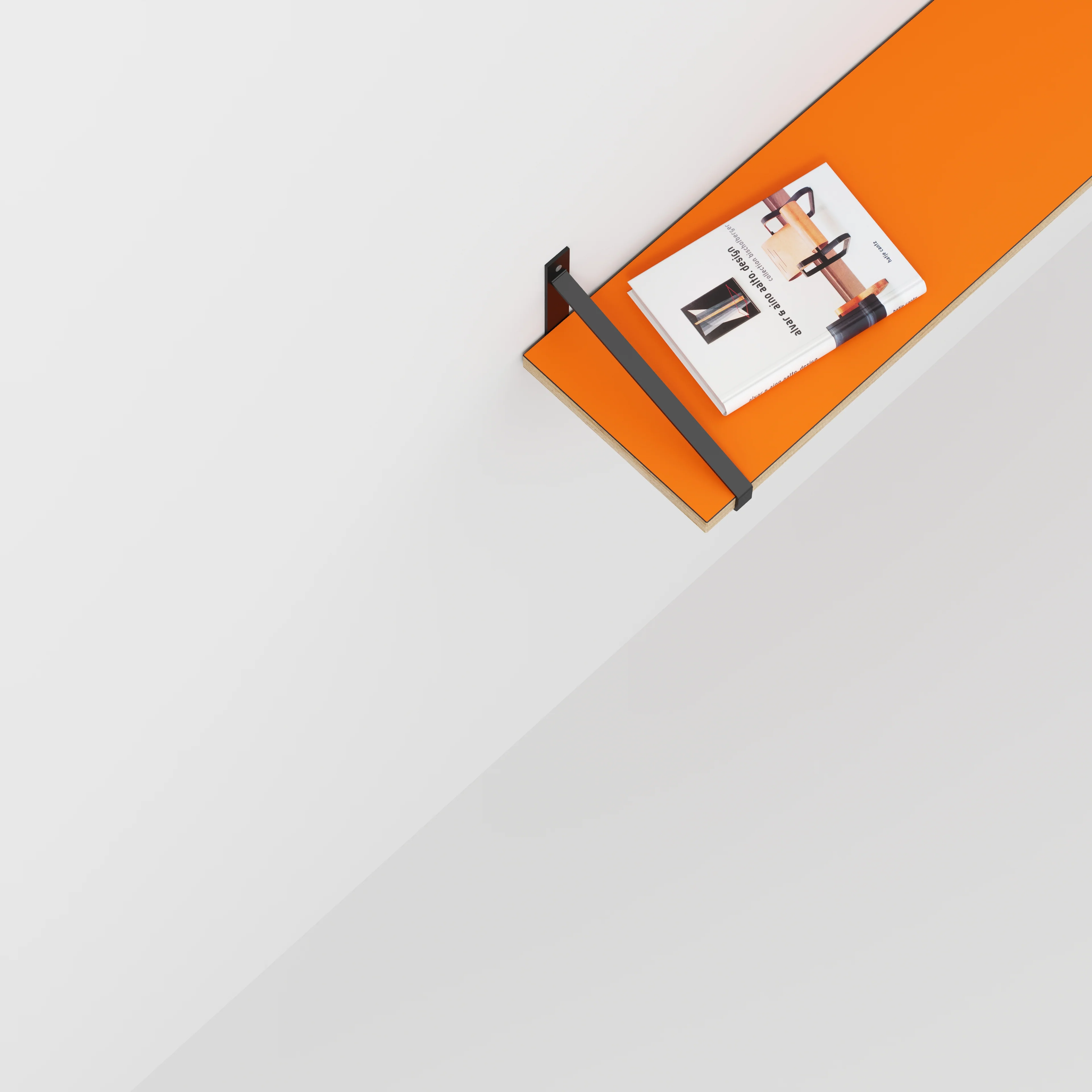 Plywood Wall Shelf with Suspense Brackets - Formica Levante Orange - 1600(w) x 260(d) - Image 3