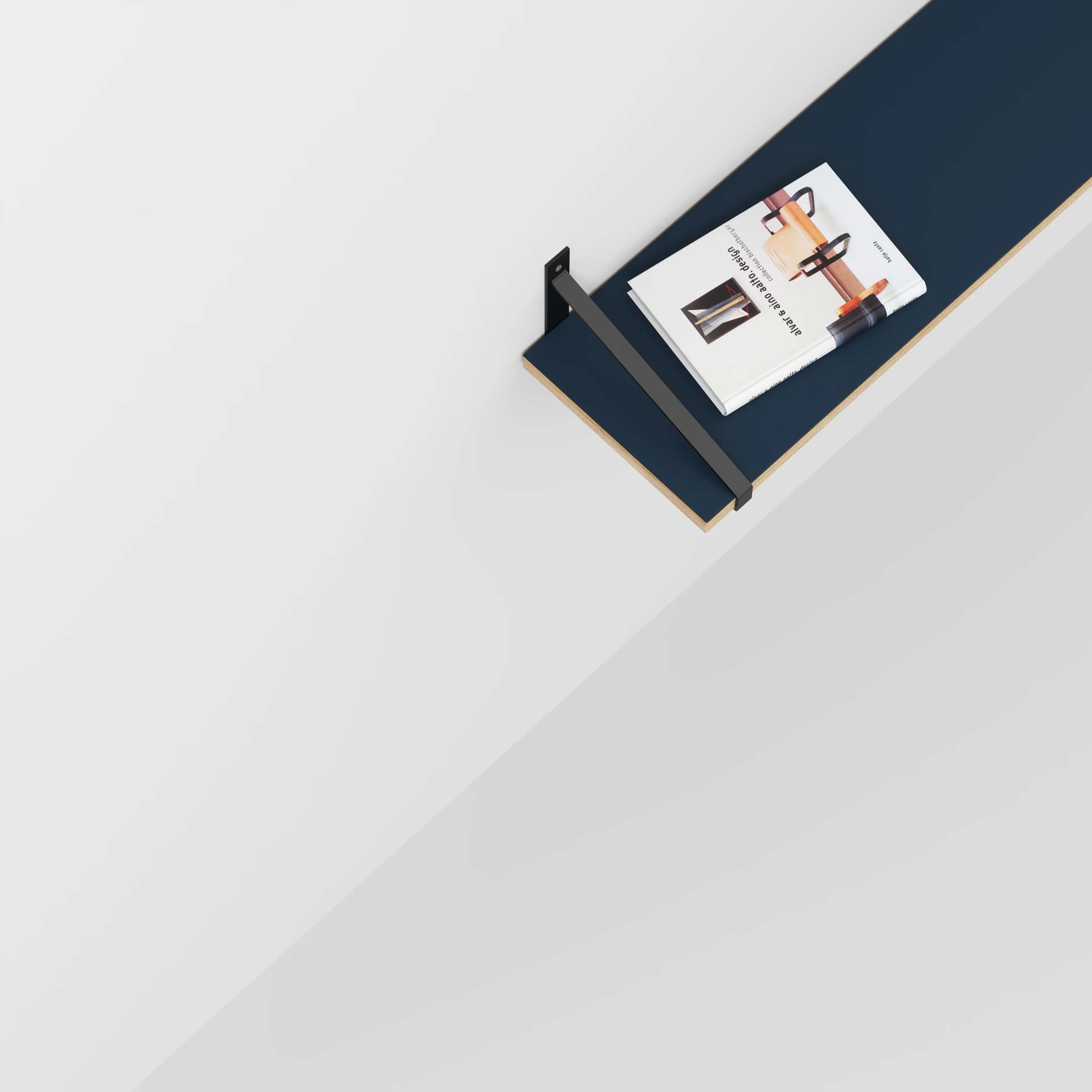 Plywood Wall Shelf with Suspense Brackets - Formica Night Sea Blue - 1600(w) x 260(d) - Image 3