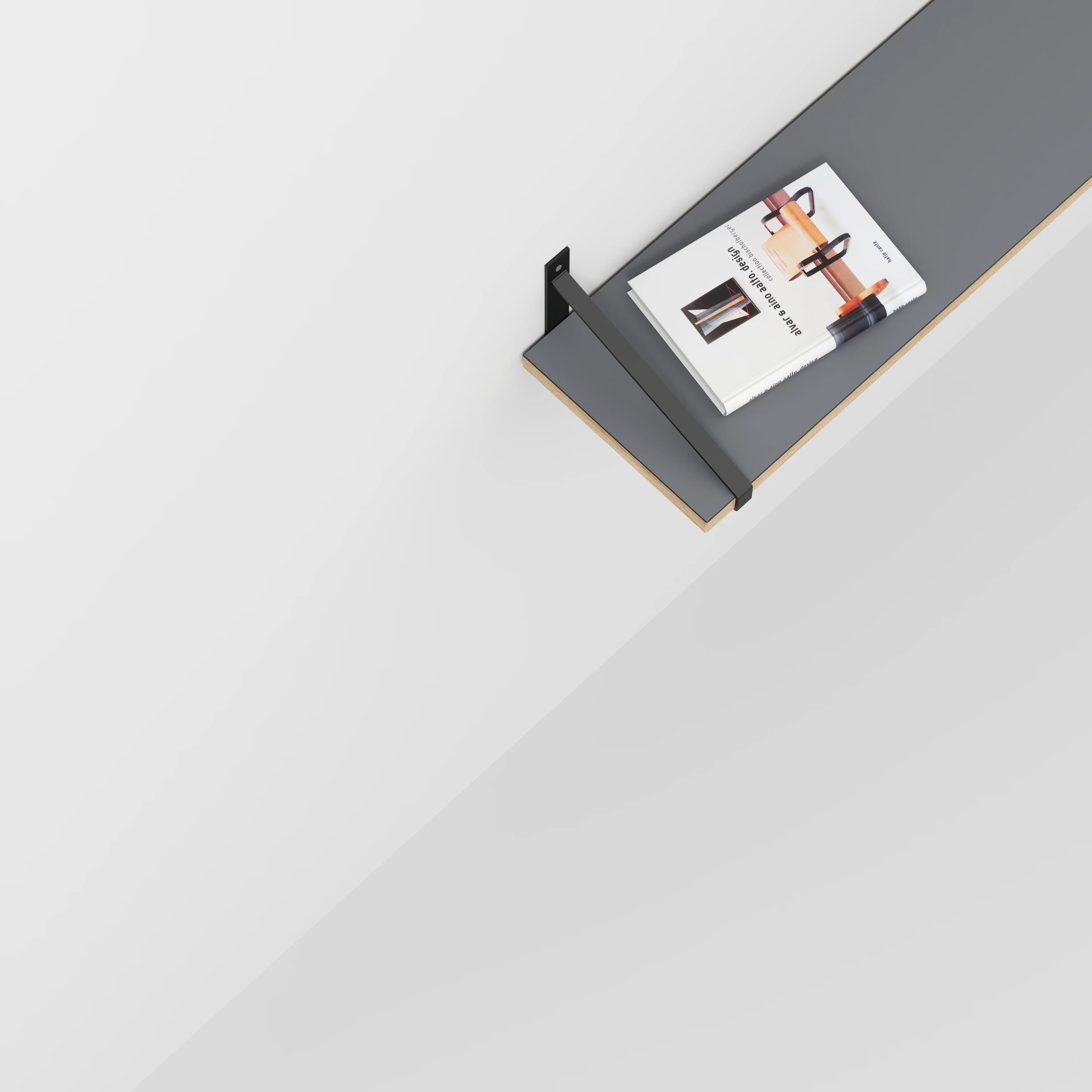 Plywood Wall Shelf with Suspense Brackets - Formica Tornado Grey - 1200(w) x 260(d) - Image 3