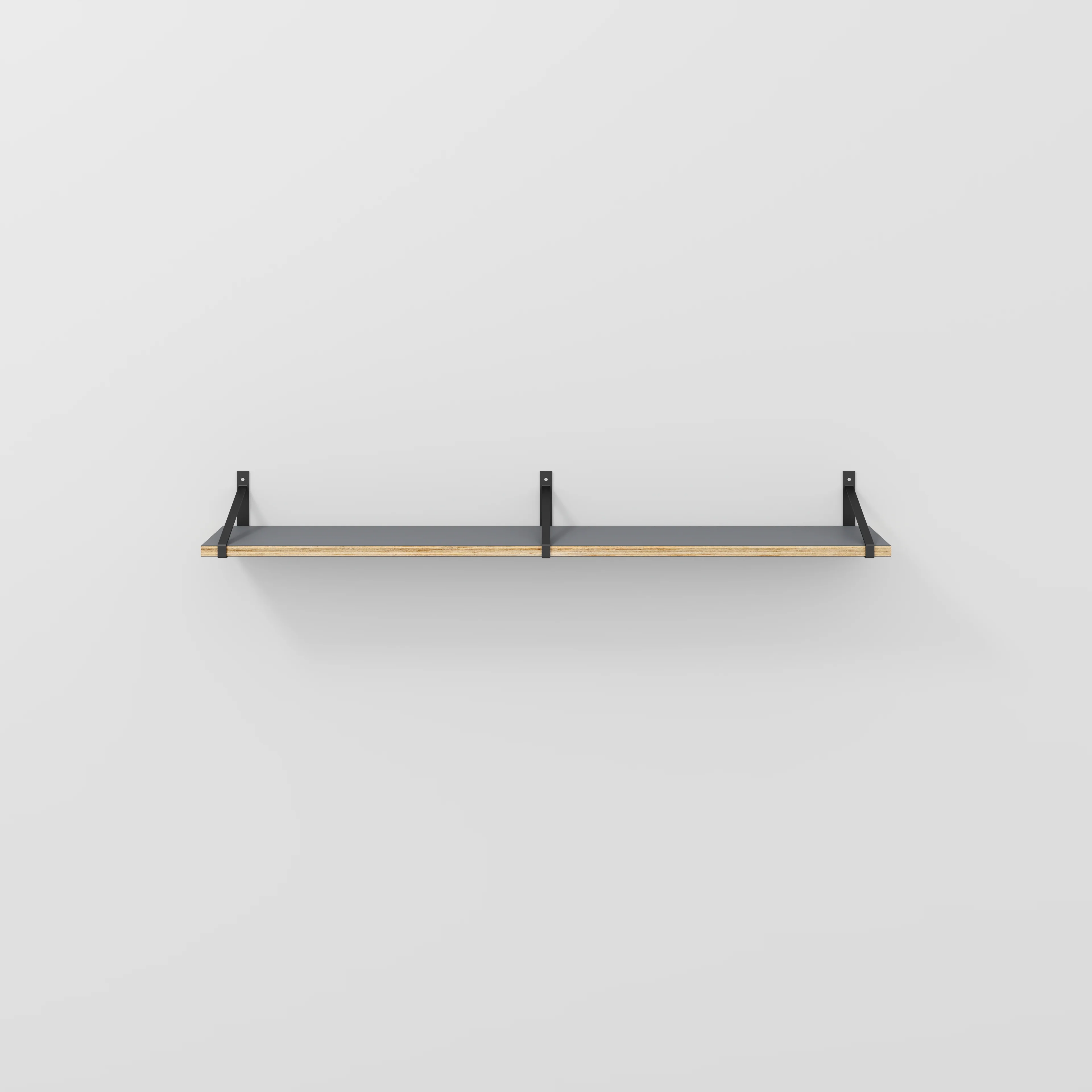 Plywood Wall Shelf with Suspense Brackets - Formica Tornado Grey - 1600(w) x 260(d)