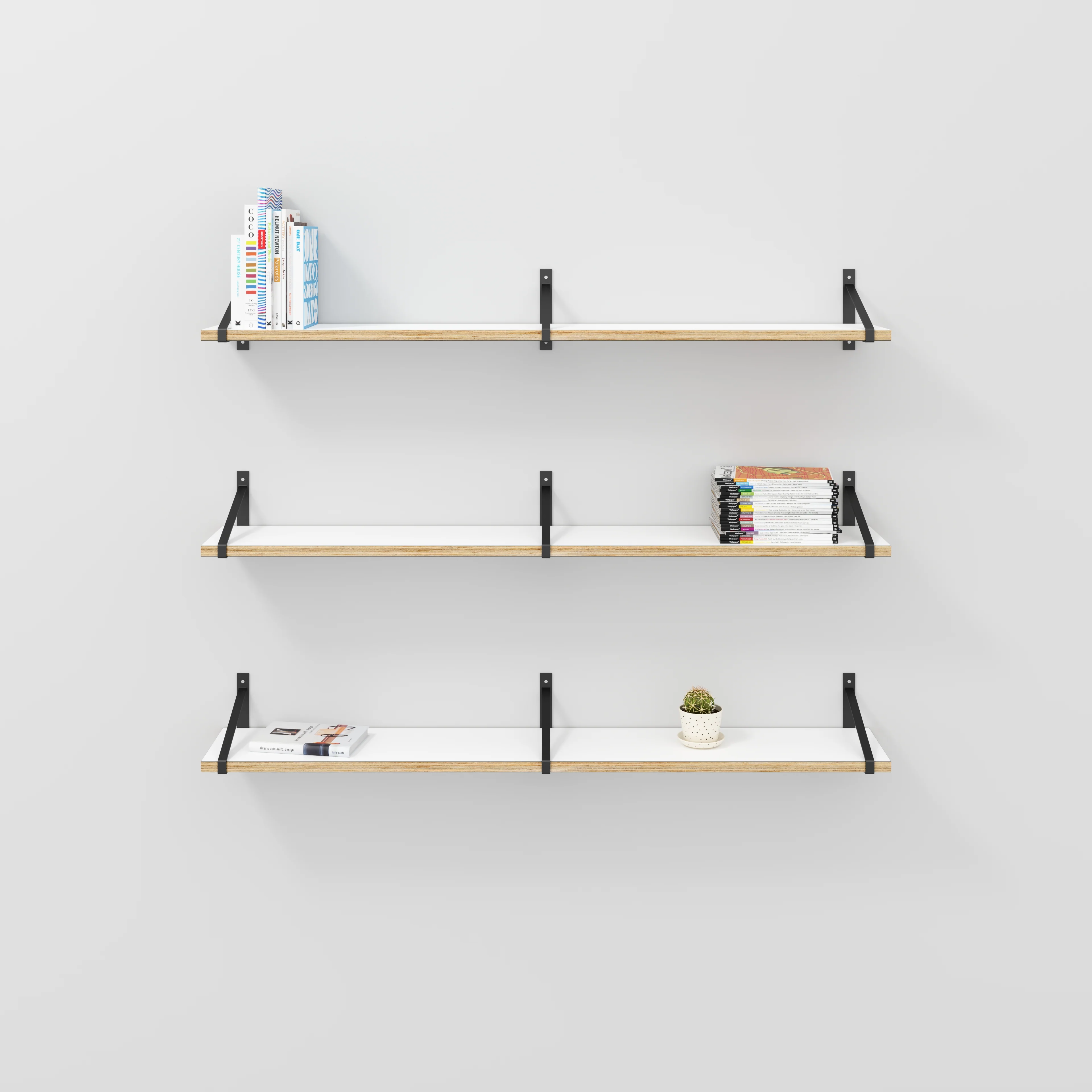 Plywood Wall Shelf with Suspense Brackets - Formica White - 1600(w) x 260(d) - Image 2